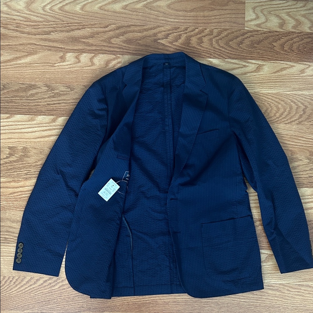 J Crew Thompson Slim Fit Men's Navy Seersucker Blazer 40R